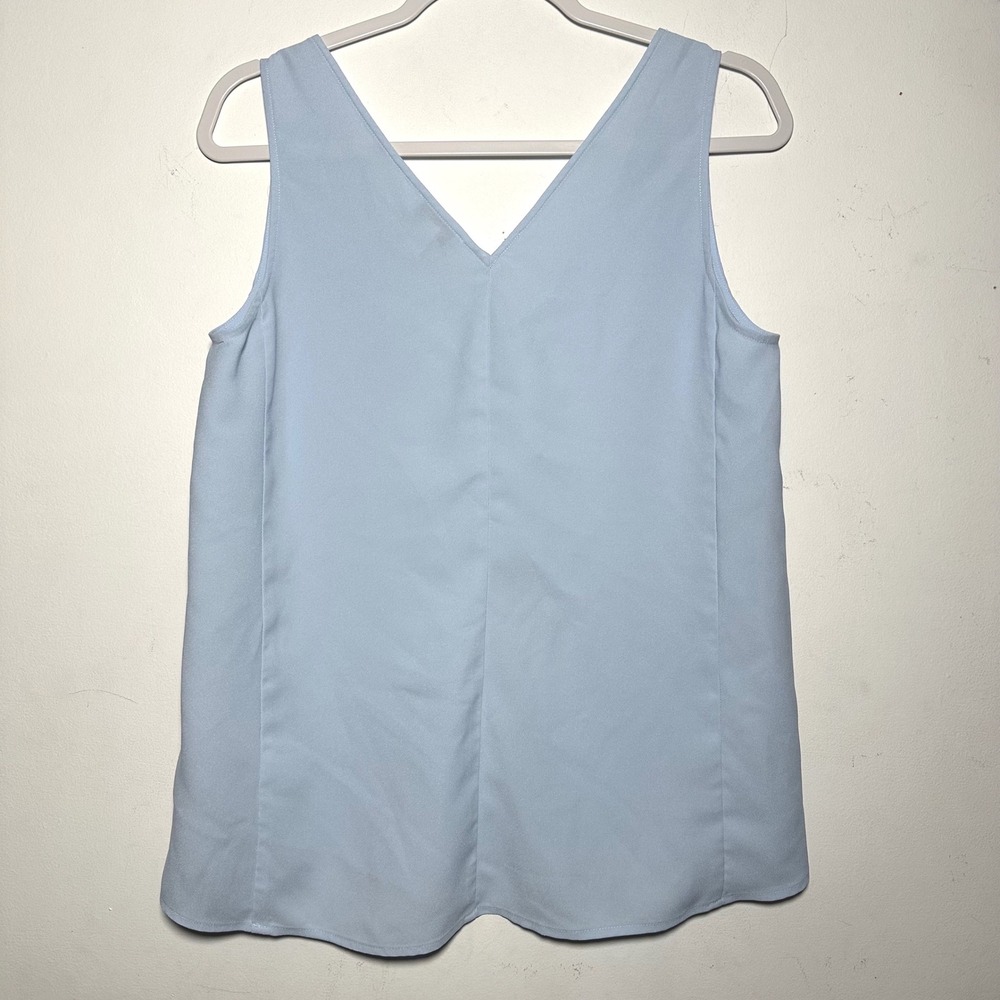 Nordstrom Sleeveless V Neck Light Blue Tank Top Blouse Women's Size S - Picture 6 of 7